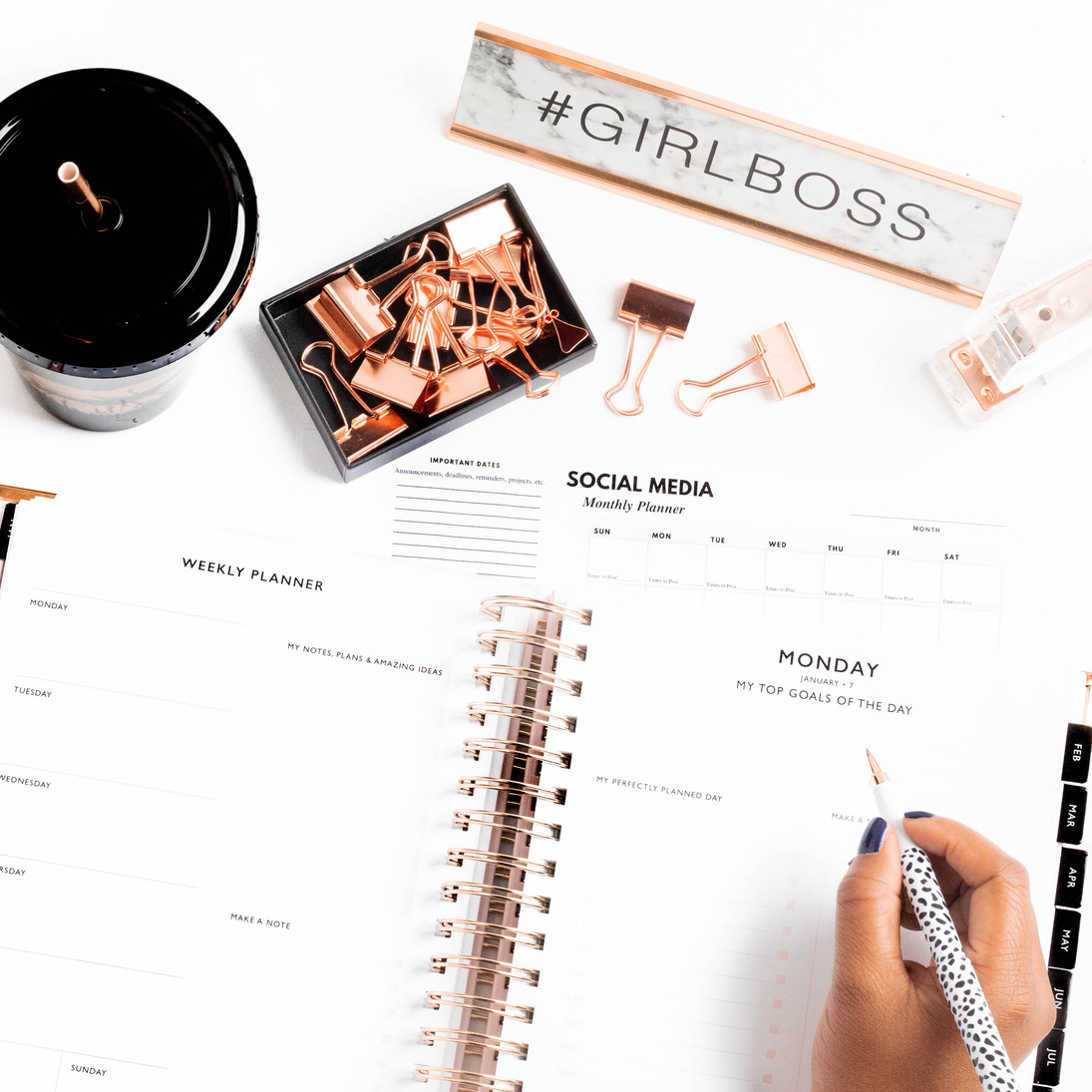 Blush Girl boss desk instagram post